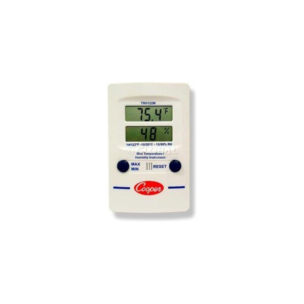 Cooper Mini Wall Thermometer, Trh122m-0-8, Digital Temperature & Humidity, Dual Display